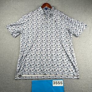 Stitch Polo Shirt Blue Gray Camouflage Print Performance Golf Casual  XL